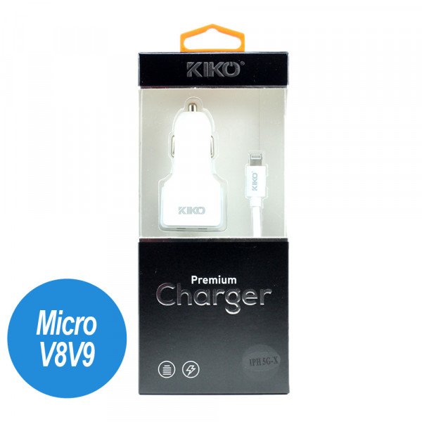 Wholesale Micro V8V9 Dual Port Premium Car Charger 2 in 1 - 2.1A (Car - White)